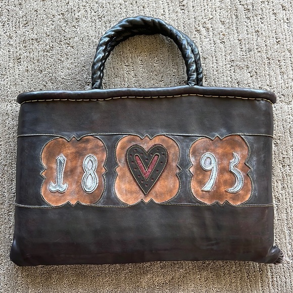 Folk Art Leather Vintage Butcher’s Bag Dated 1895 - Picture 1 of 16